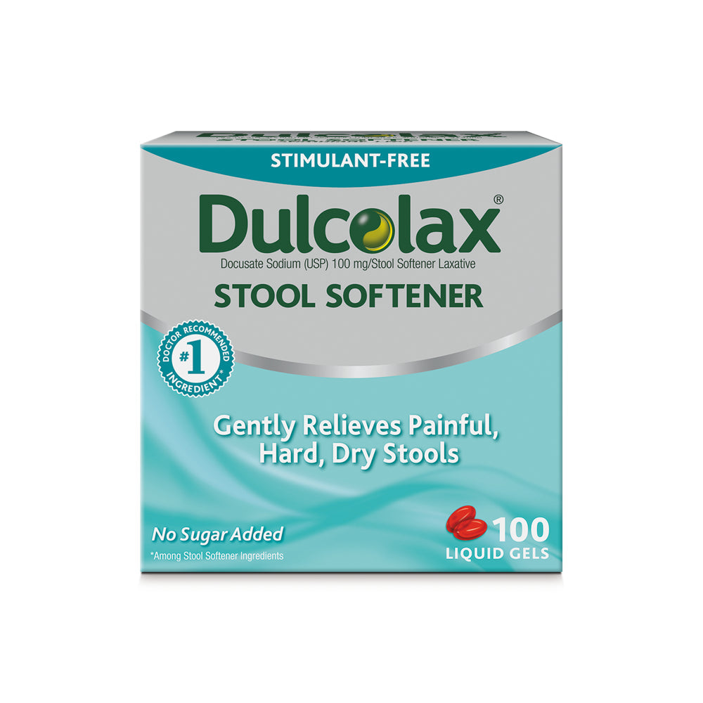 Dulcolax Stool Softener Laxative Liquid Gel Tablets for Gentle Constipation Relief 100Ct