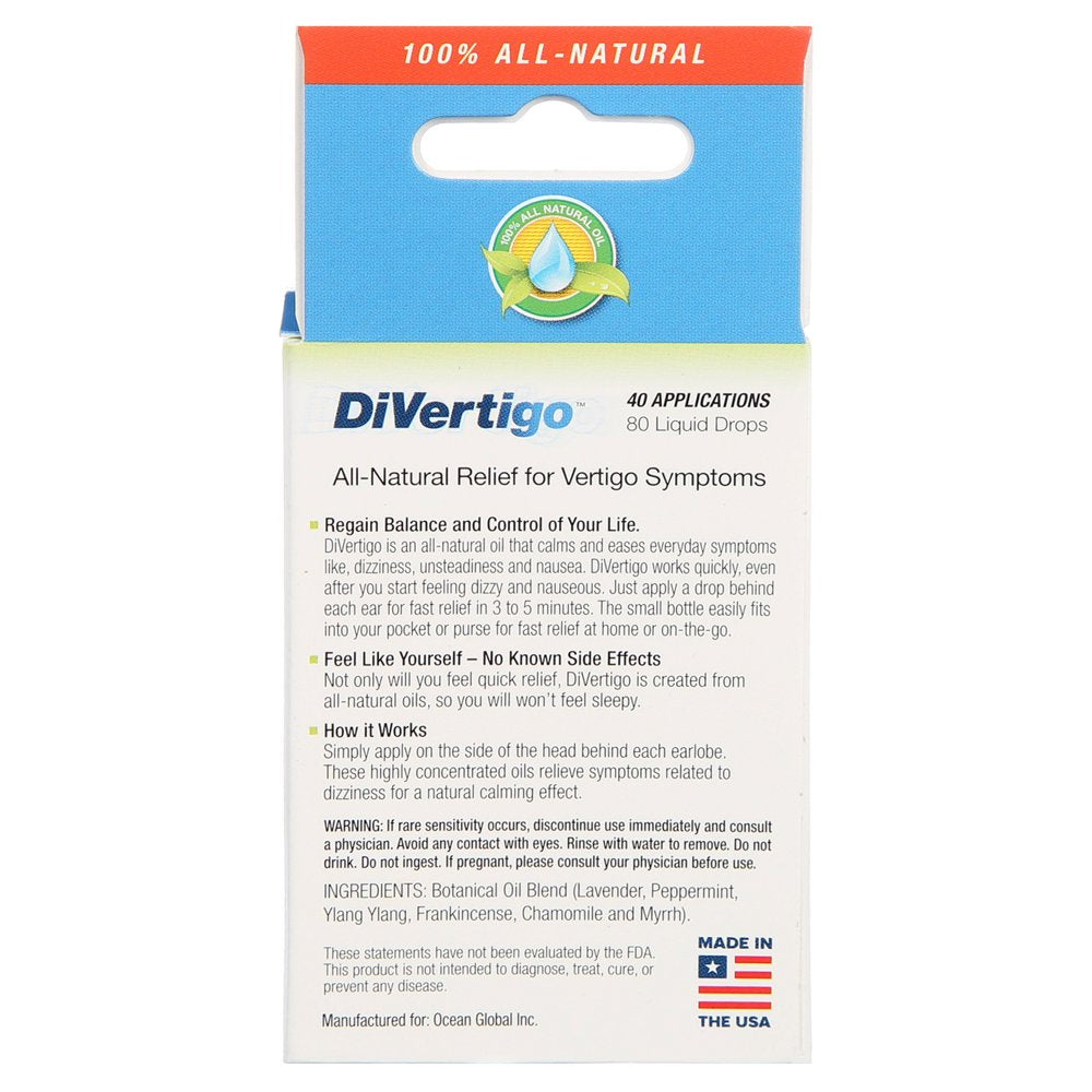 Divertigo Natural Vertigo Relief Liquid Drops, 40 Applications - 5 Ml