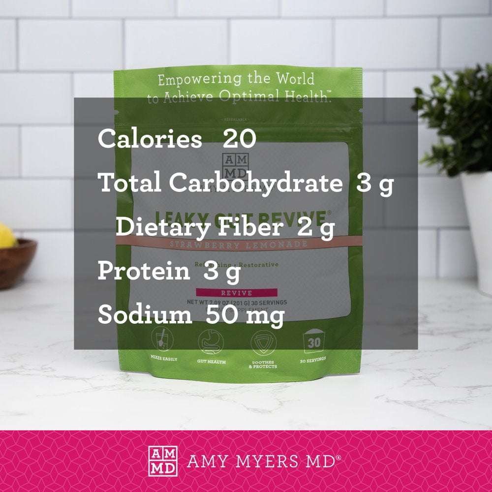 Amy Myers MD Leaky Gut Revive Powder for Gut Repair - L Glutamine, Slippery Elm - Supports Constipation, IBS, Diarrhea, Bloating, Heartburn, SIBO - Licorice & Marshmallow Root - Strawberry Lemonade