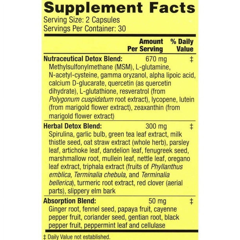 Spring Valley Daily Detox & Cleansing Support Formula Vegetarian Capsules Dietary Supplement, 60 Count