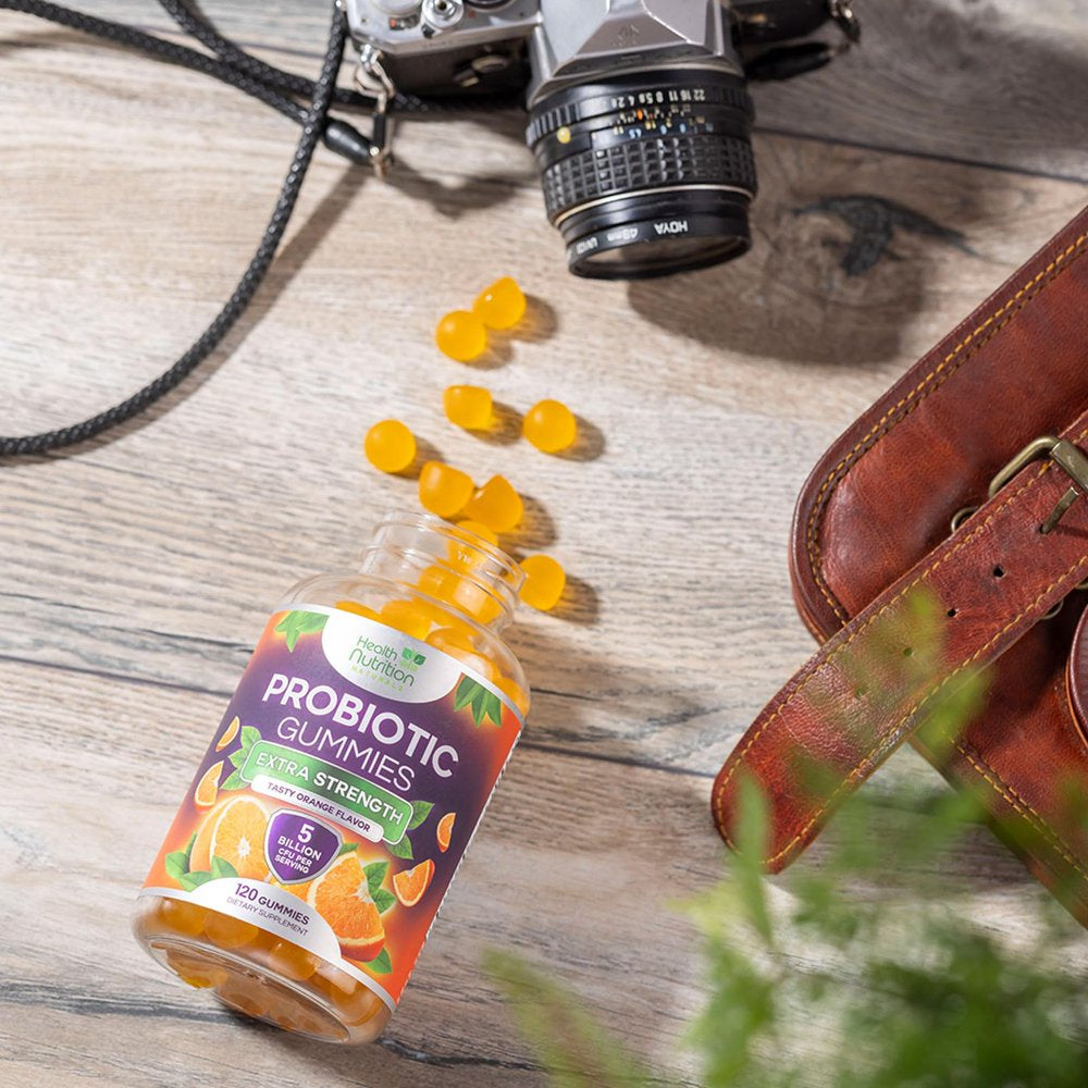 Daily Probiotic Gummies - 5 Billion CFU, Extra Strength Probiotic Supplement, Digestive Health & Gut Health Support Supplements, Probiotic Gummy Vitamins, Probiotics for Women & Men - 120 Gummies