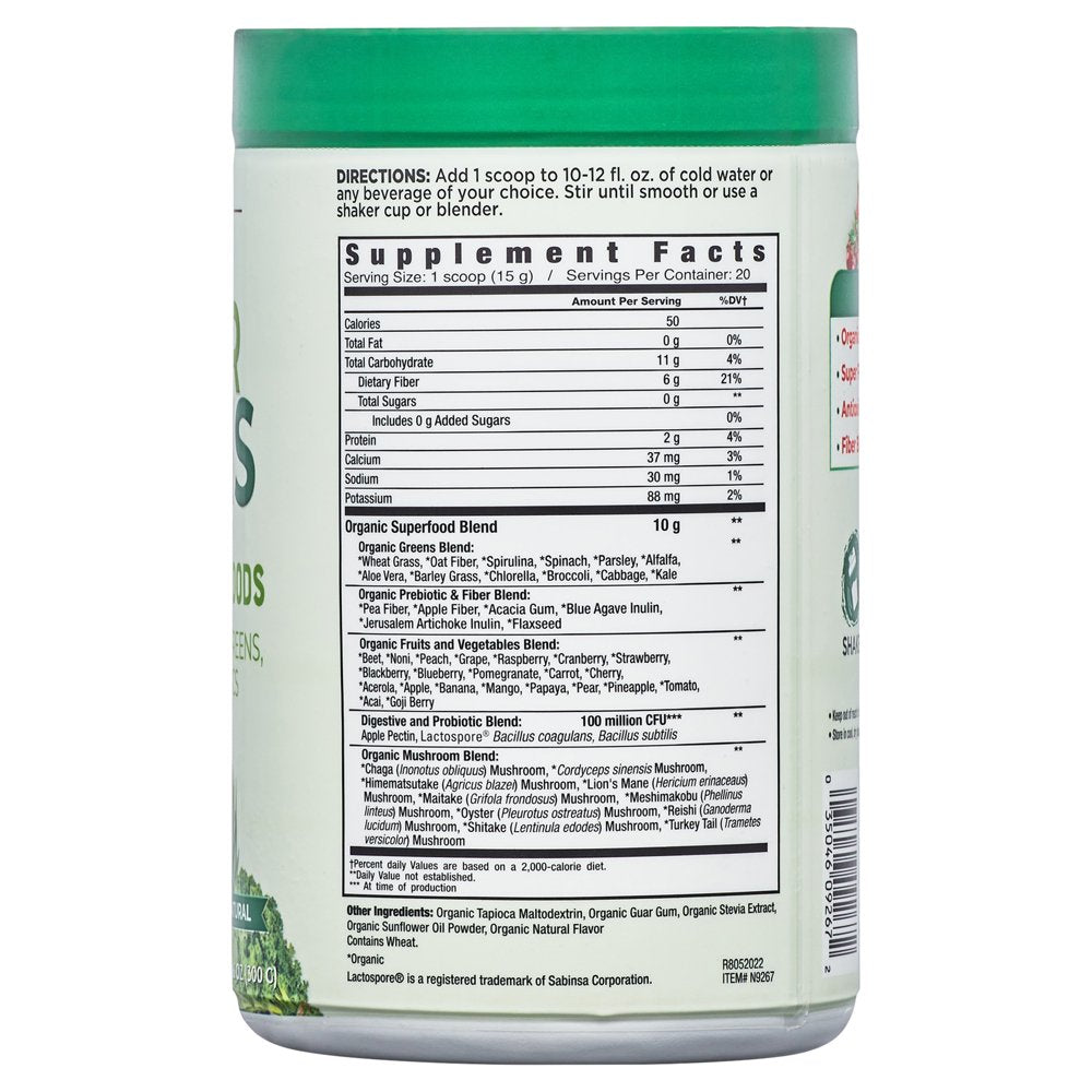 Country Farms Super Greens, Alkalizing Formula, Unflavored, 10.6 Oz (300 G)
