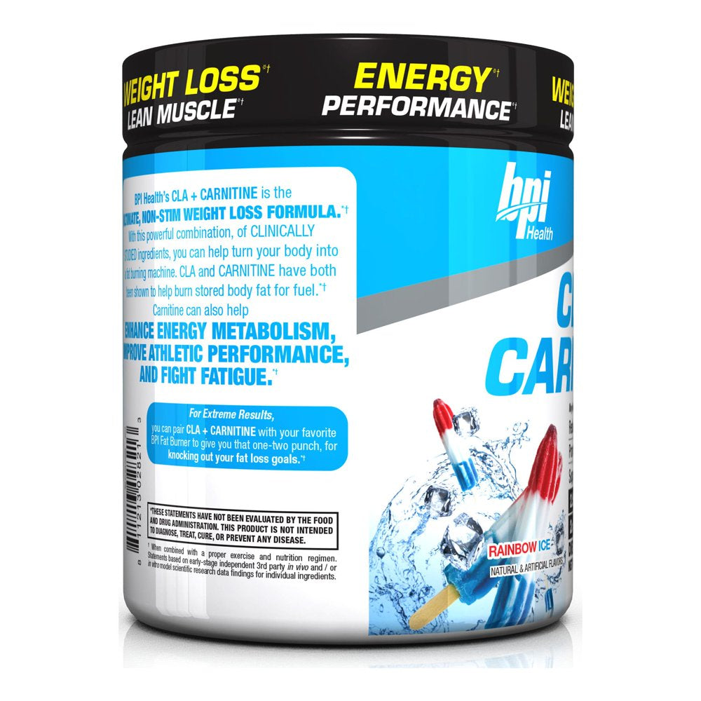 BPI Health CLA + Carnitine 50 Serving Non-Stim Weight Loss Formula - Rainbow Ice Flavor