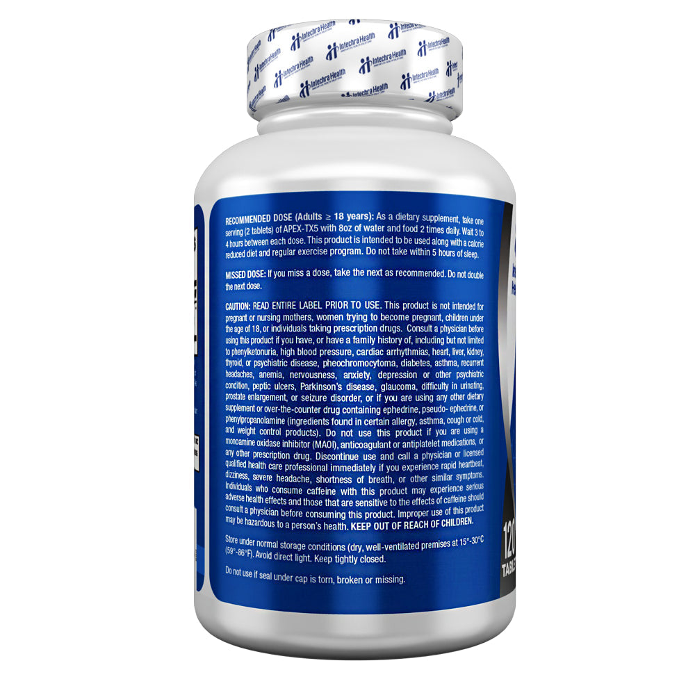 Apex-Tx5 Weight Management Diet Pills & Ultra Energy Supplement, 120 Tablets - Intechra Health