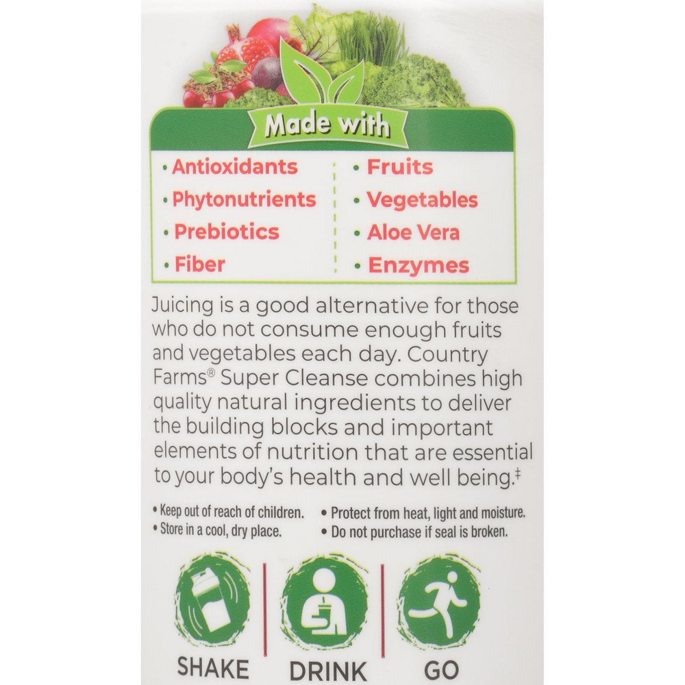 Country Farms Super Cleanse Drink Mix, Berry, 9.88 Oz., 14 Servings