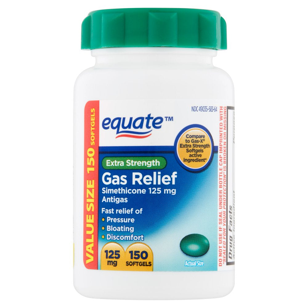 Equate Extra Strength Gas Relief Softgels Value Size, 125 Mg, 150 Count
