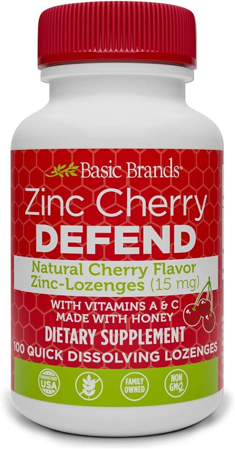 Basic Organics Zinc Lozenges with Cherry Flavor - 100 Tablets, 6 Pack