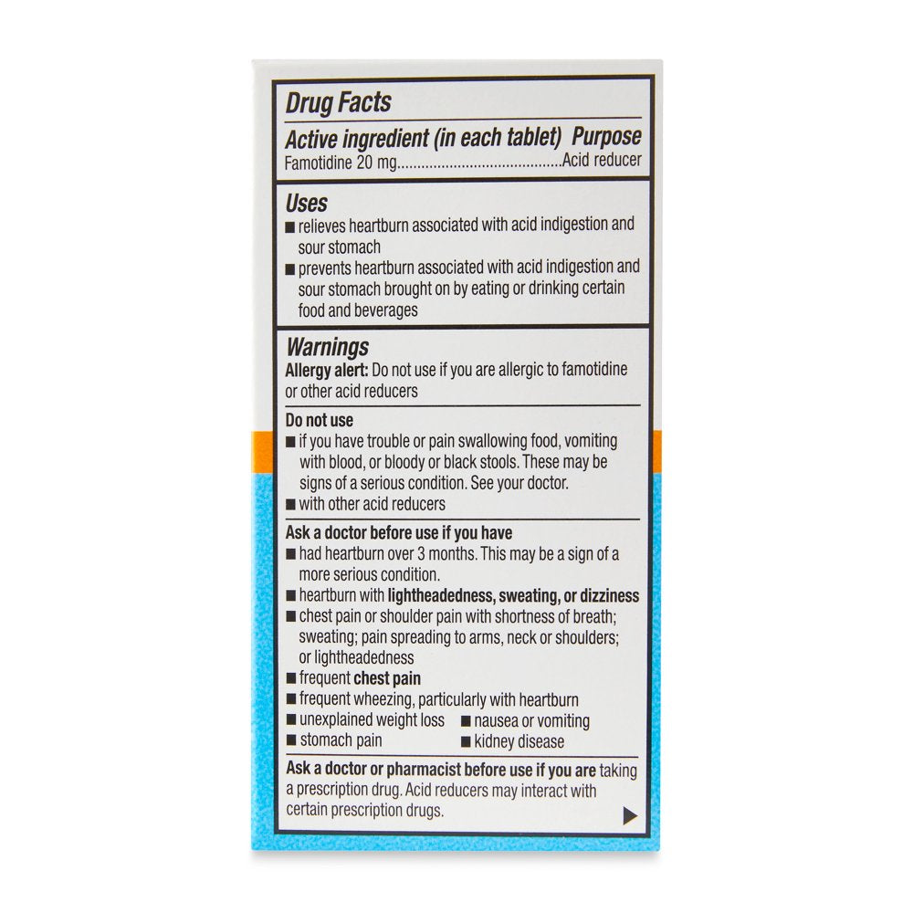 Equate Maximum Strength Famotidine Tablets, 20 Mg, Acid Reducer, 100 Count