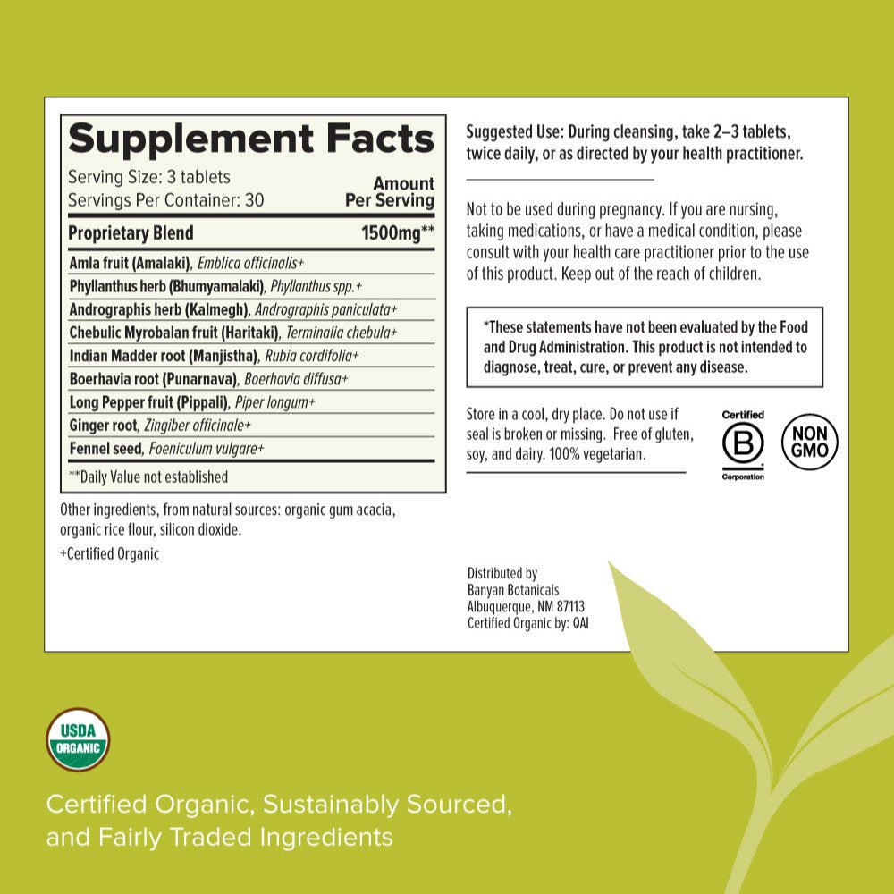 Banyan Botanicals Total Body Cleanse – Organic Detox Supplement with Amla & Manjistha – Supports Ayurvedic Cleanses, Detoxification, & Liver Function* – 90 Tablets – Non GMO Sustainably Sourced Vegan