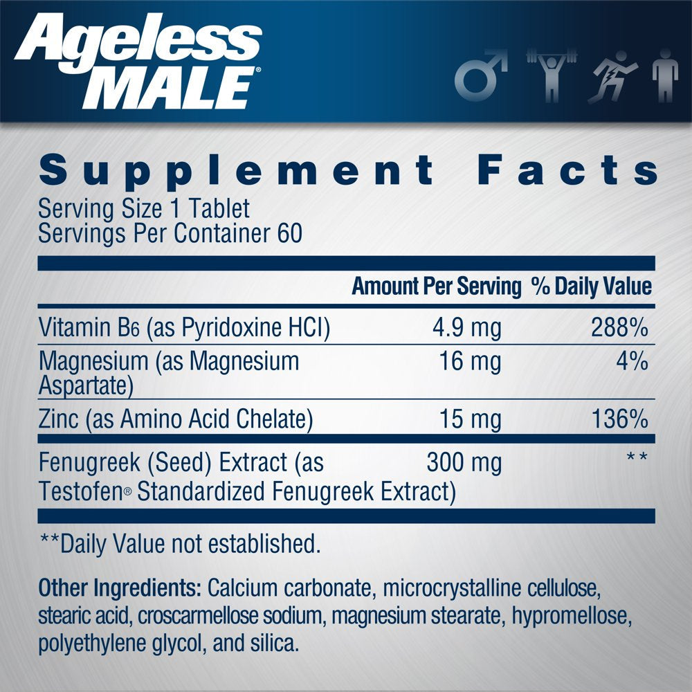 Ageless Male Free Testosterone Booster with Testofen, Capsules, 60 Ct