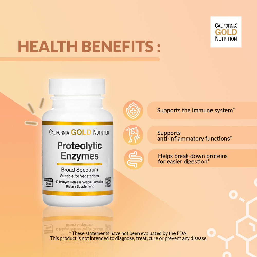 California Gold Nutrition Proteolytic Enzymes, 90 Delayed Release Veggie Capsules