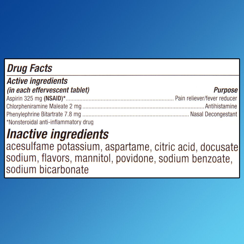 Equate Effervescent Cold Relief, 48 Tablets