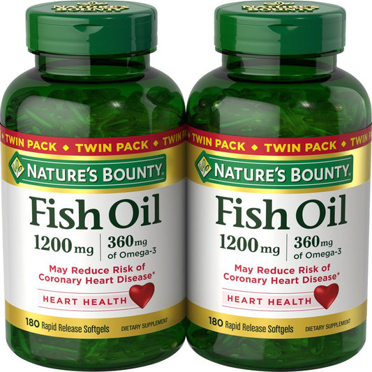 Nature'S Bounty Fish Oil Softgels, 1200Mg, 180 Ct, 2 Pack