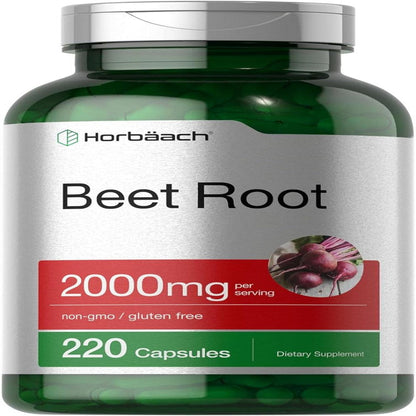 Beet Root Capsules 2000Mg | 220 Pills | Non-Gmo and Gluten Free | by Horbaach