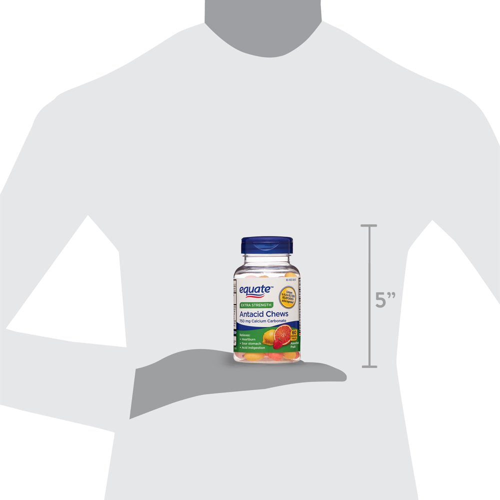 Equate Extra Strength Heartburn + Antacid Relief Chews, Assorted Fruit, 60 Count