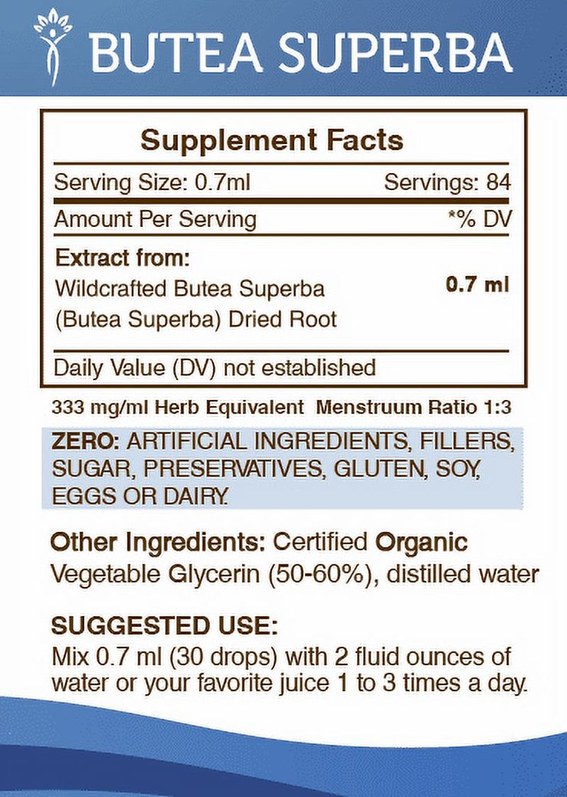 Butea Superba Tincture Alcohol-Free Extract, Promotes Healthy Libido Function 2 Fl Oz