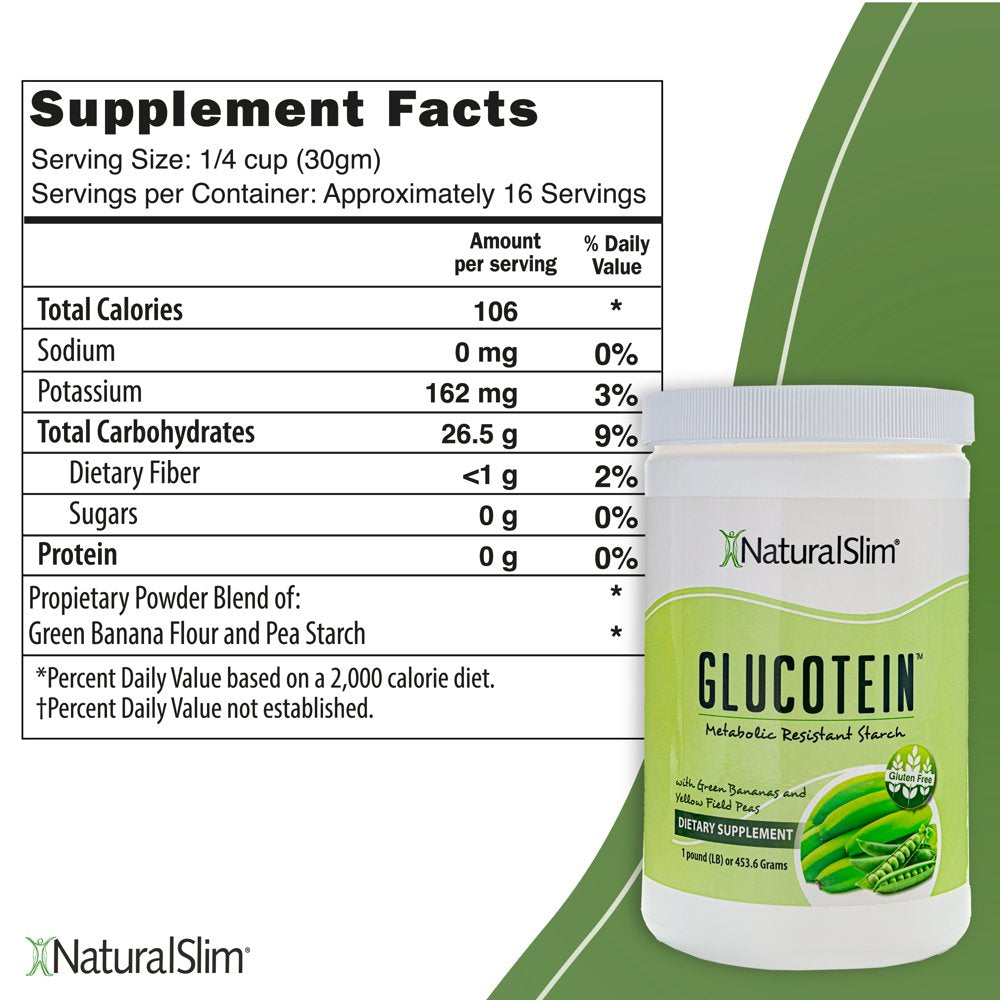 Naturalslim Glucotein® Resistant Starch - Organic Green Banana & Peas Powder, 1 Lb