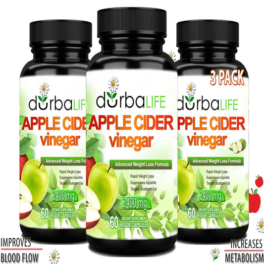 Durbalife Apple Cider Vinegar 2400Mg 180 Pills - 3 Pack Dietary Supplement