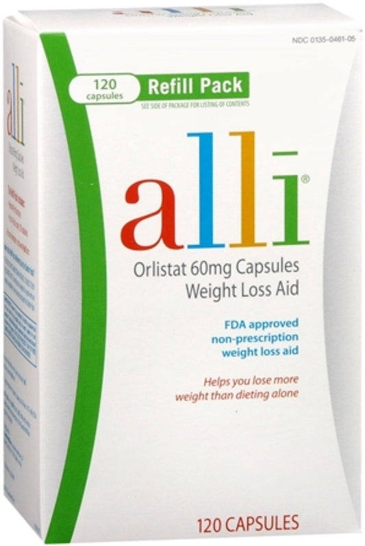 Alli Weight Loss Supplement with Orlistat, 60 Mg, 120 Capsules, 2 Pack