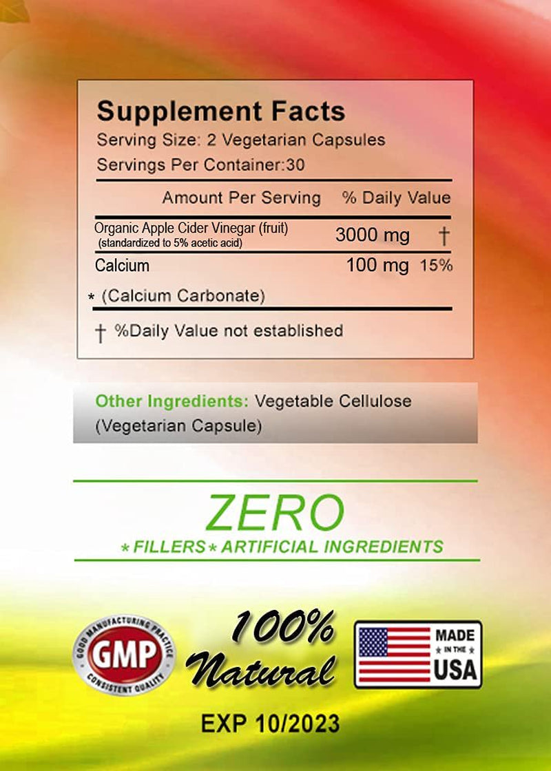 Apple Cider Vinegar 3000Mg Extra Strength (180 Capsules) for Weight Loss & Cleanse (Pack of 3) by Natures Living