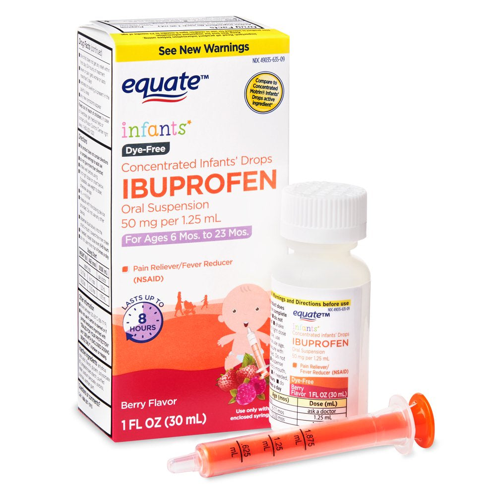 Equate Concentrated Infants' Drops Ibuprofen Oral Suspension, Berry Flavor, 1 Fl Oz