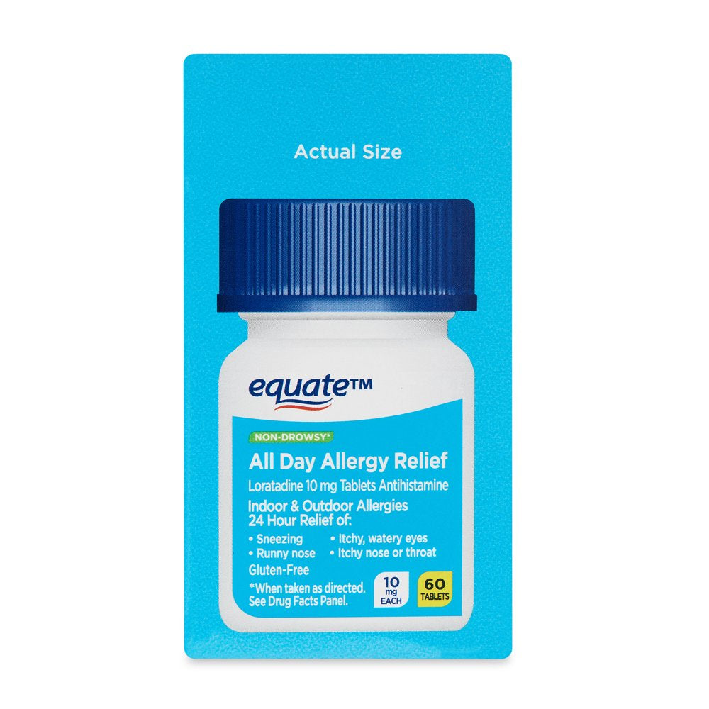 Equate Allergy Relief Loratadine Tablets 10 Mg, Antihistamine, 120 Count (60 + 60 Count)