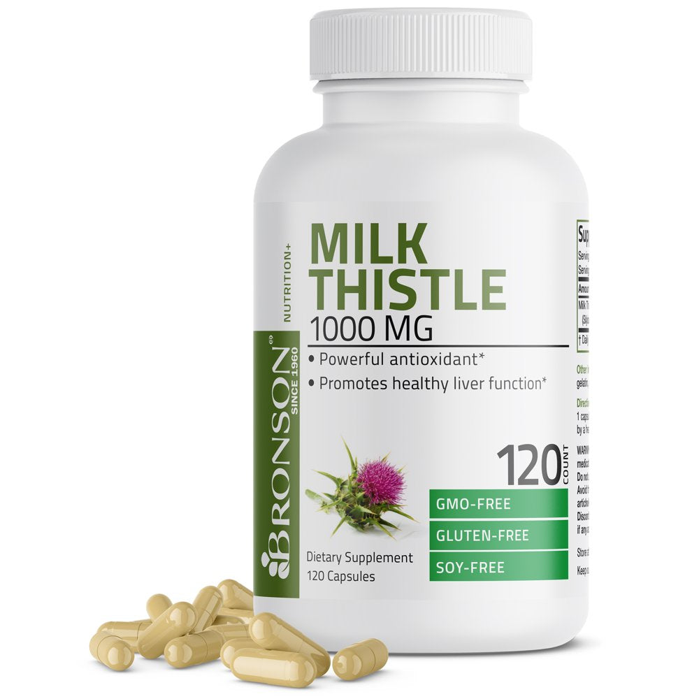 Bronson Milk Thistle 1000Mg (Silybum Marianum) High Potency Liver Health Support, 120 Capsules