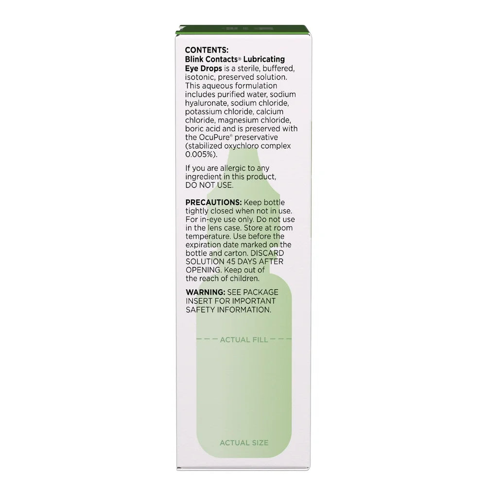 Blink Contacts Lubricating Eye Drops for Soft & Rgp Lenses, 0.34 Fl. Oz.