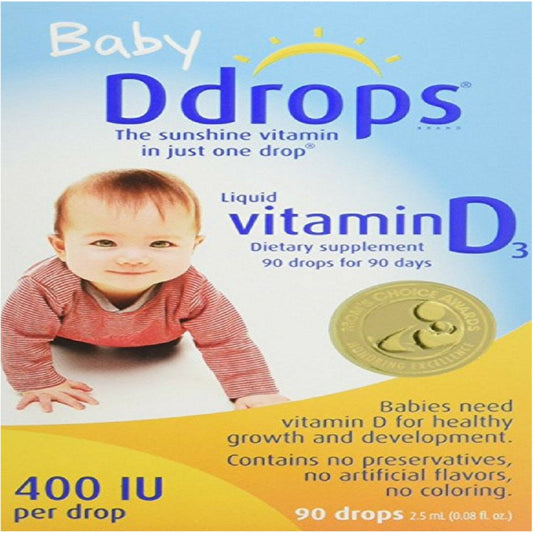 Ddrops Baby Liquid Vitamin D3 400 IU 2.50 Ml (90 Drops) (Pack of 2)