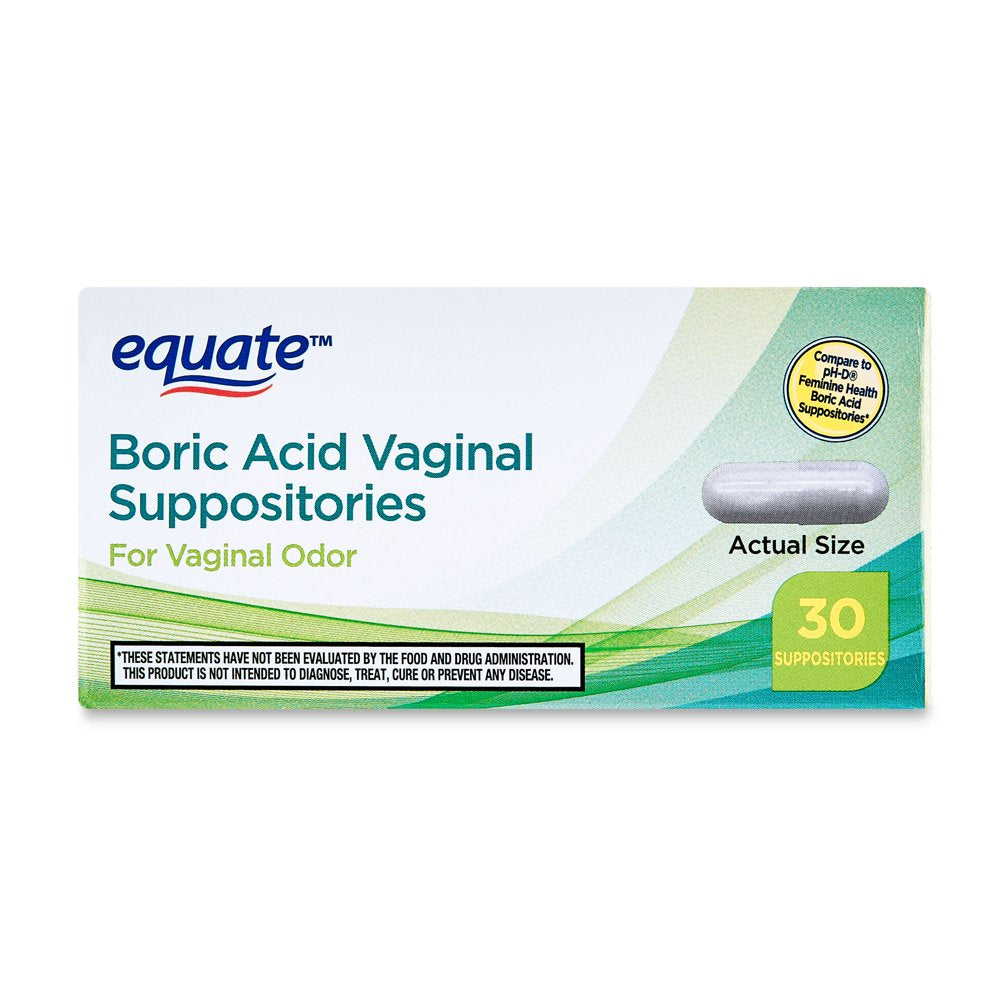 Equate Boric Acid Vaginal Suppositories for Vaginal Odor, 30 Ct