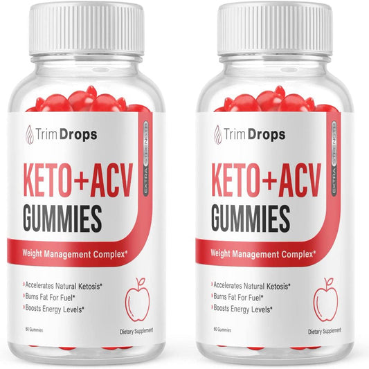 (2 Pack) Trim Drops Keto ACV Gummies - Supplement for Weight Loss - Energy & Focus Boosting Dietary Supplements for Weight Management & Metabolism - Fat Burn - 120 Gummies - Nutricity.com.au