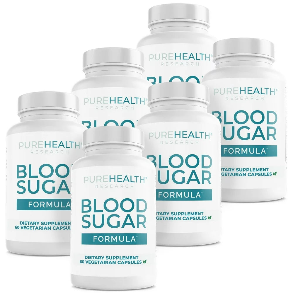 Blood Sugar Formula; Glucose Balance Supplement, Cinnamon Pills with Magnesium, and Berberine for Men & Women, Increase Energy & Focus by Purehealth Research, 6 Bottles