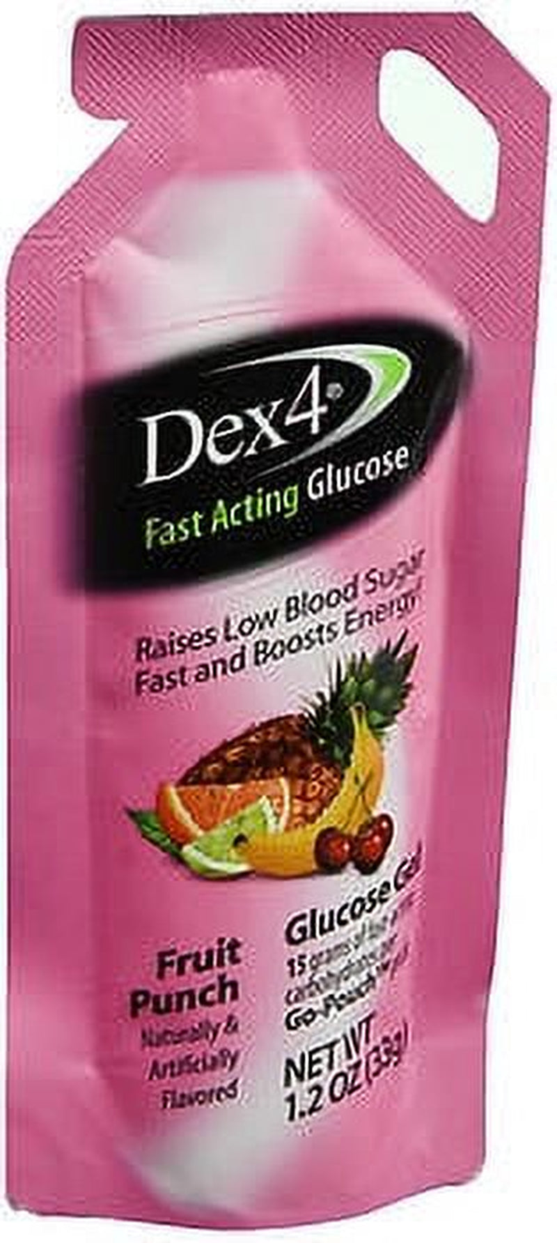 Dex4 Fast Acting Fruit Punch Glucose Gel Pouch, 1.2 Oz.