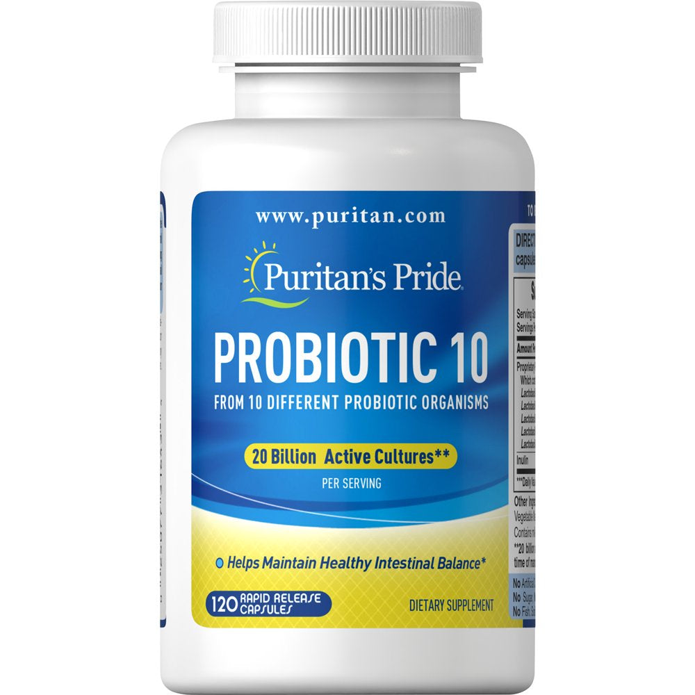 Puritans Pride Rapid Release Probiotic 10 Capsules 120 Count