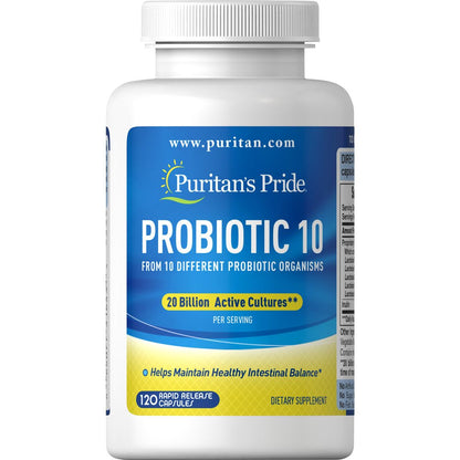 Puritans Pride Rapid Release Probiotic 10 Capsules 120 Count