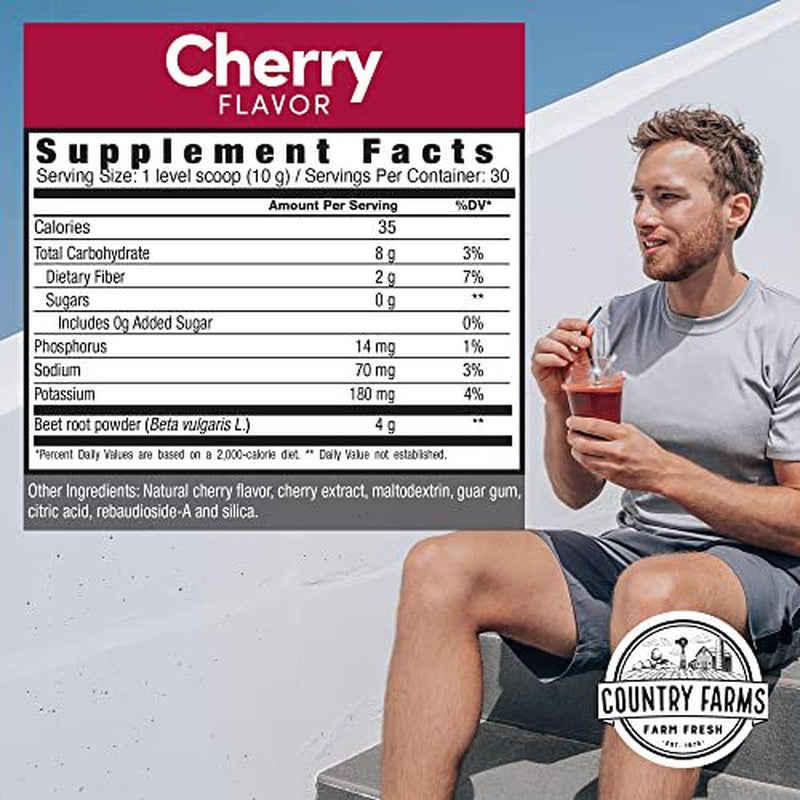 Country Farms Bountiful Beets, Wholefood Beet Extract Superfood, Helps Support Healthy Circulation and Promote Energy, Nitric Oxide Boost, Super Beets, Cherry Flavor, 30 Servings