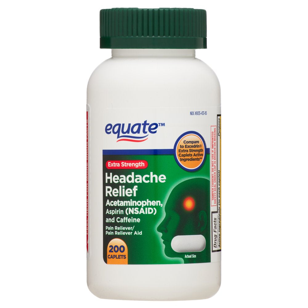 Equate Extra Strength Headache Relief Caplets, 200 Count
