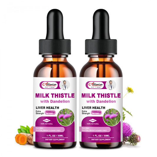 (2 PACK) Liver Health Support Liquid 60ML, 1000Mg Milk Thistle 80% Silymarin Extract & 250Mg Dandelion Root Extract, Liver Cleanse Detox, Vegan, Non-Gmo and All-Natural - Nutricity.com.au