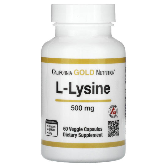 California Gold Nutrition L-Lysine, 500 Mg, 60 Veggie Capsules