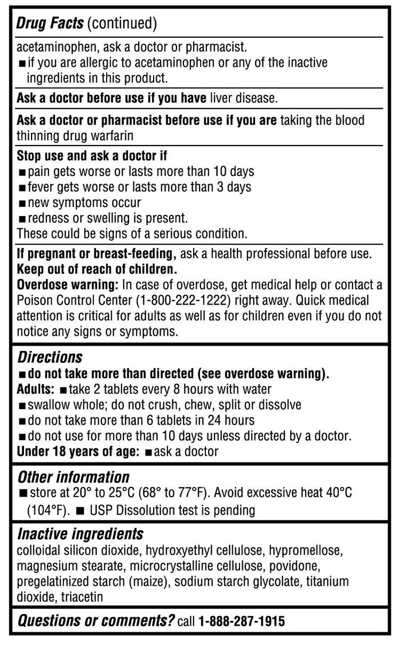 Equate 8 Hour Arthritis Pain Relief Acetaminophen Extended Release Tablets 650Mg, 325 Count