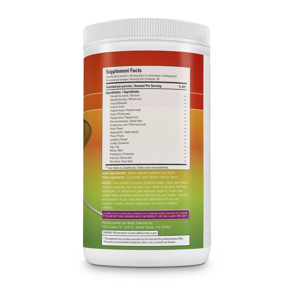 Daily Fibra Forte Formula / Strong Formula - Extreme Colon Cleanse - Betel Natural (Cucumber with Lemon (Pepino Con Limon))