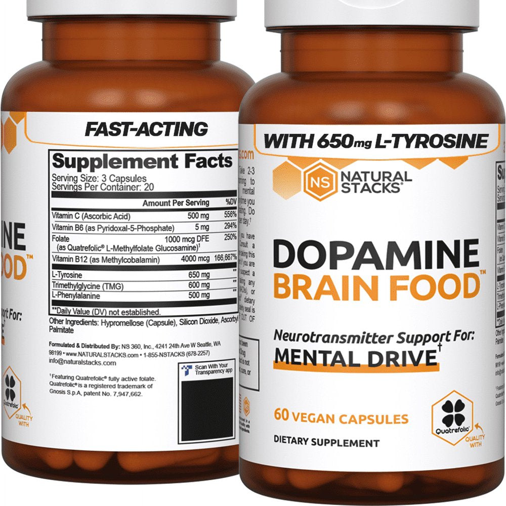 Dopamine Brain Food Neurotransmitter Supplement for Mental Alertness by Natural Stacks