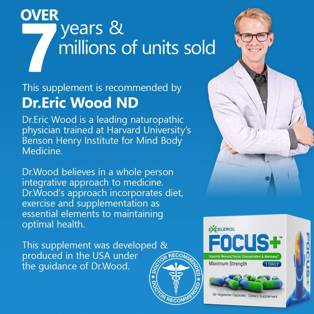 Excelerol Focus plus Brain Supplement Capsules, 60 Count