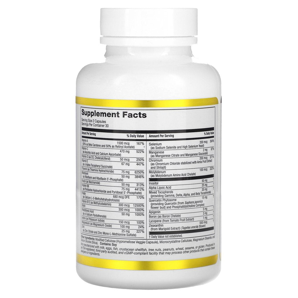 California Gold Nutrition Multivitamin and Mineral, Two-A-Day, 60 Veggie Capsules