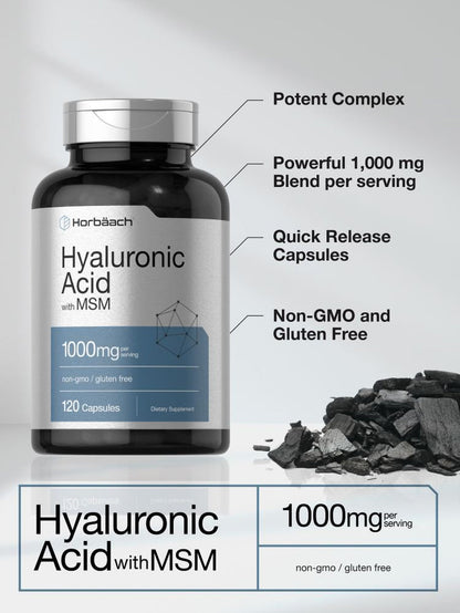 Hyaluronic Acid with MSM | 1000 Mg | 120 Capsules | by Horbaach