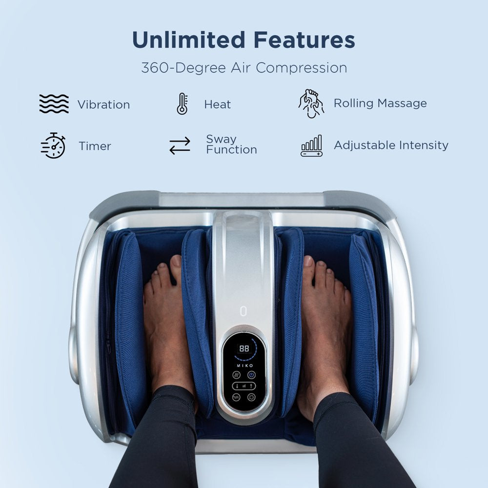 Miko Foot Massager Shiatsu Machine with Pressure Settings, Deep Kneading, Vibration, Heat and Wireless Remote, Fits up to Size 15