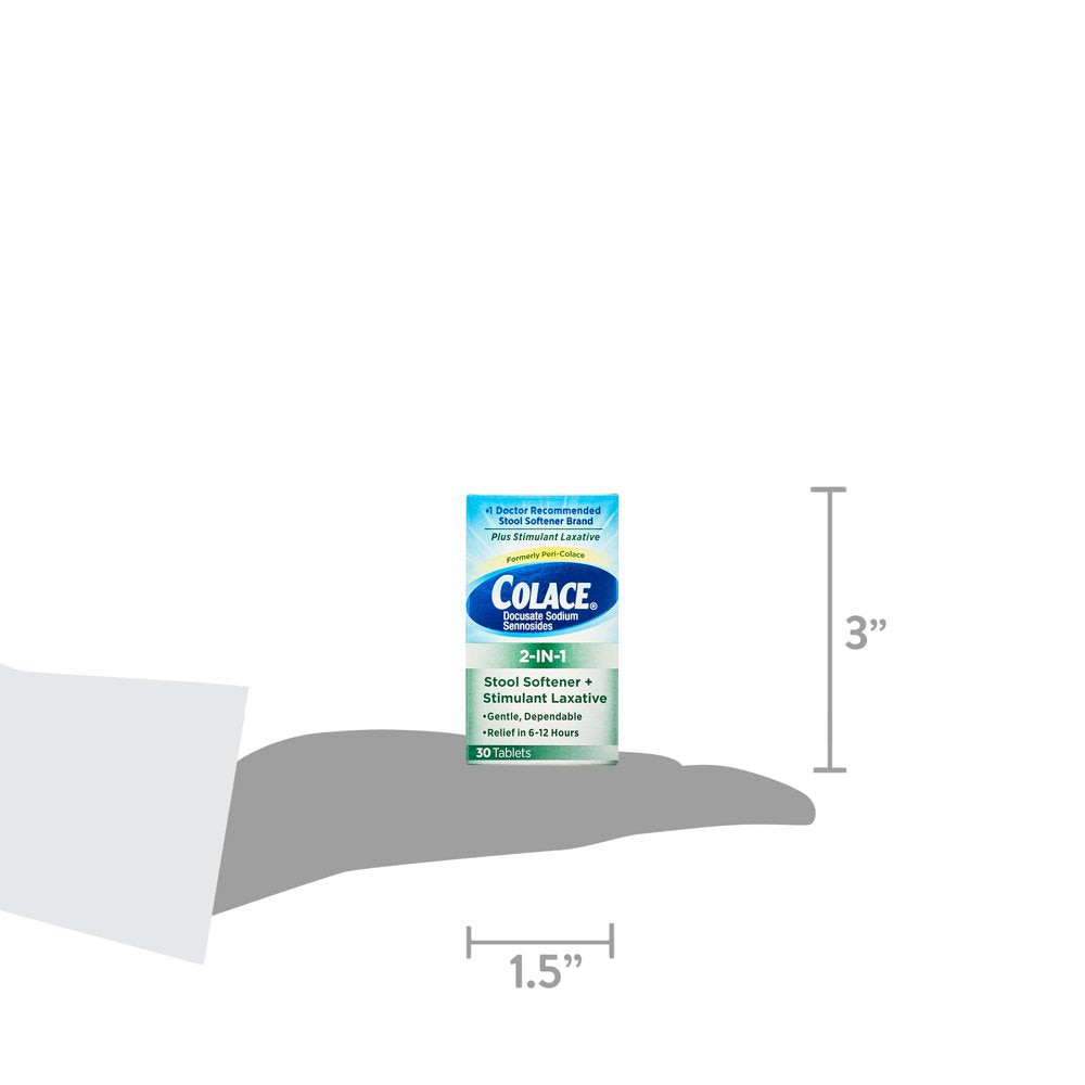 Colace® 2-IN-1 Stool Softener with Stimulant Laxative Tablets, 100Mg, 30 Count