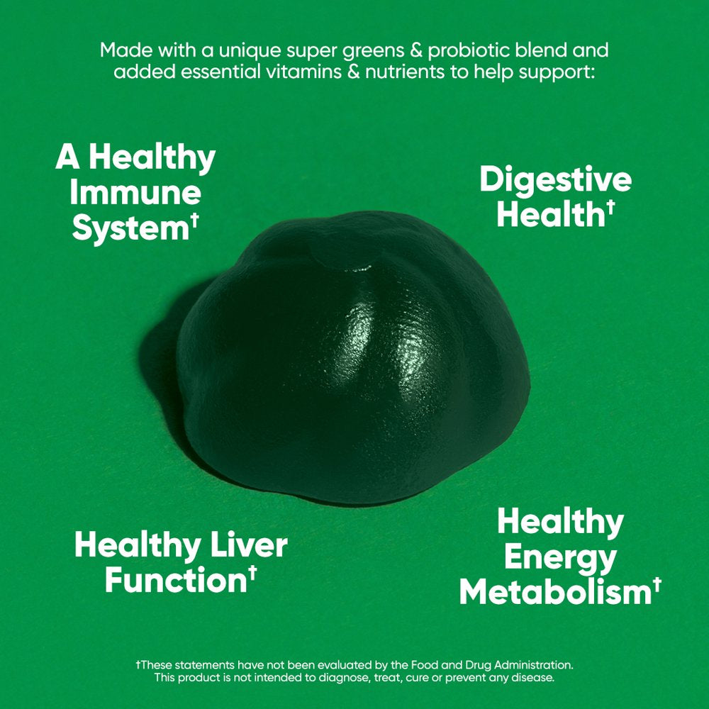 Goli Nutrition Supergreens Gummies, Super Green and Probiotic Blend Dietary Supplement, 60 Count