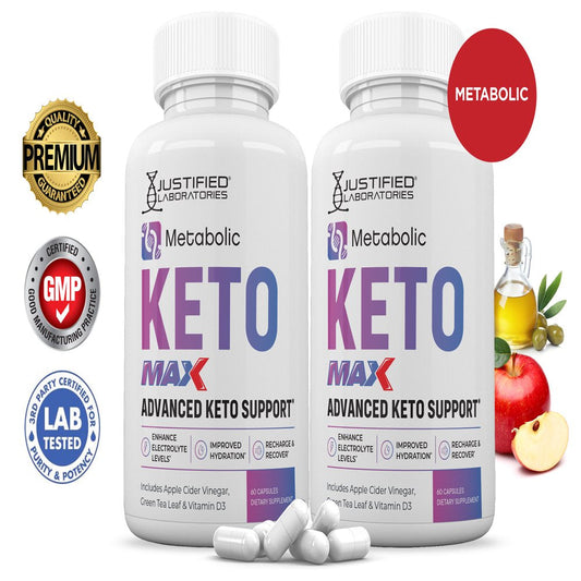 (2 Pack) Metabolic Keto ACV MAX Pills 1675Mg Alternative to Gummies Dietary Supplement 120 Capsules - Nutricity.com.au