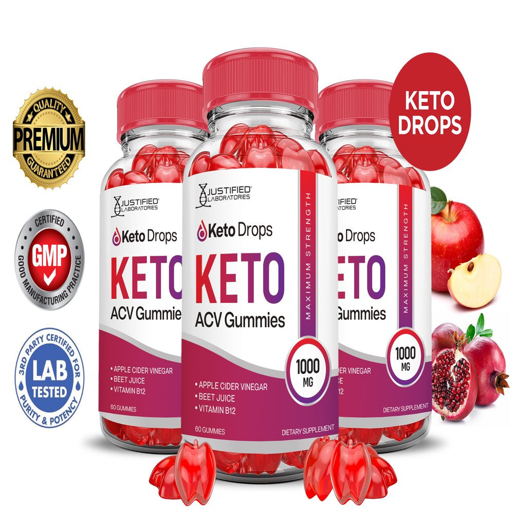 (3 Pack) Keto Drops Keto ACV Gummies 1000MG Dietary Supplement 180 Gummys - Nutricity.com.au